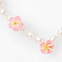 Tropical Hibiscus Pearl Beaded Stretch Bracelet,