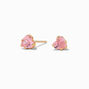 C LUXE by Claire&#39;s 14k Yellow Gold Pink Cubic Zirconia Heart Stud Earrings,