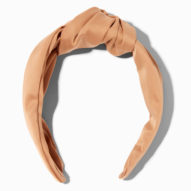 Tan Satin Knotted Headband,