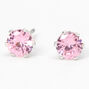 Pink Cubic Zirconia 5MM Round Stud Earrings,