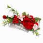 Red Flowers &amp; Greenery Hair Comb,
