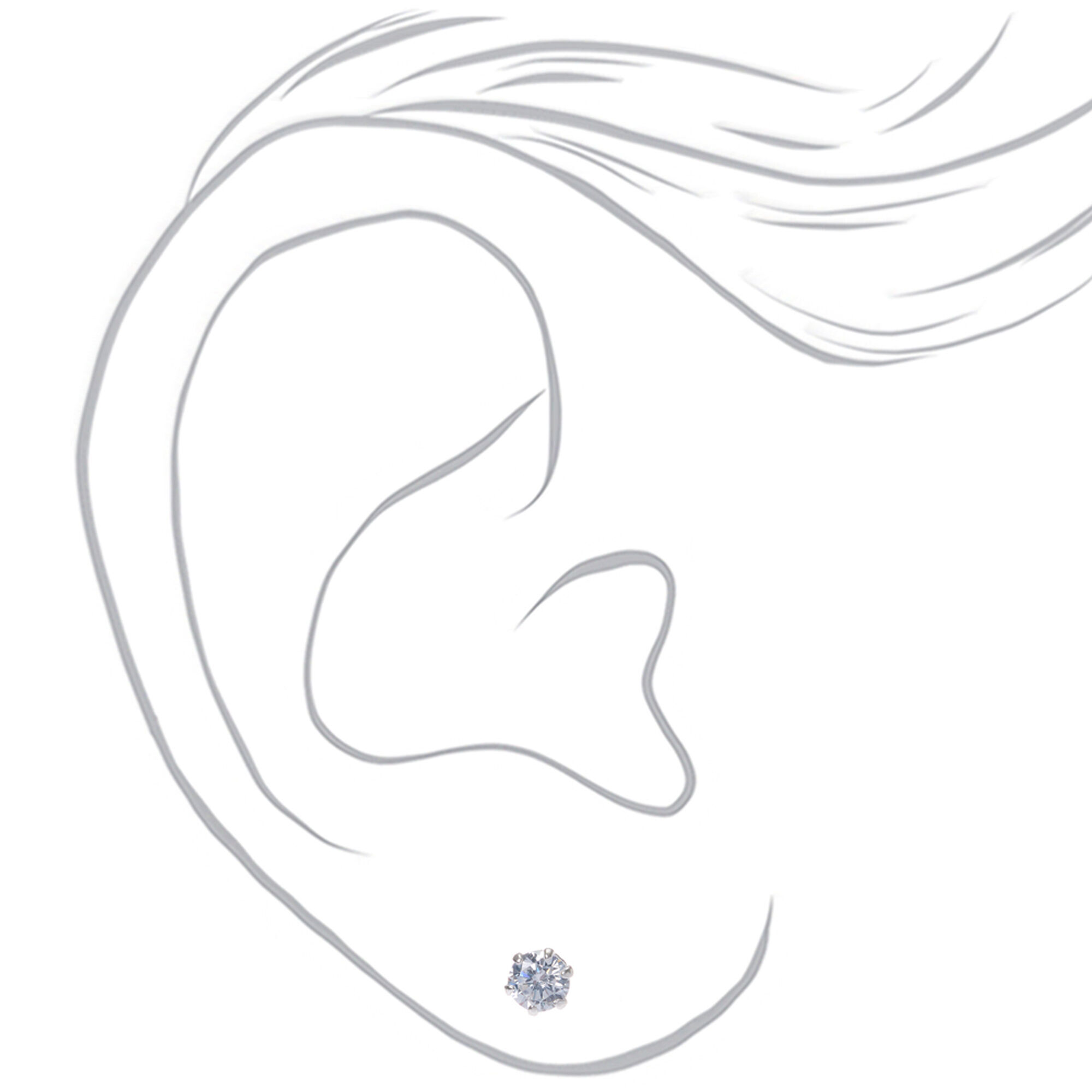 C LUXE by Claire's Sterling Silver Cubic Zirconia 4mm Round Stud Earrings,