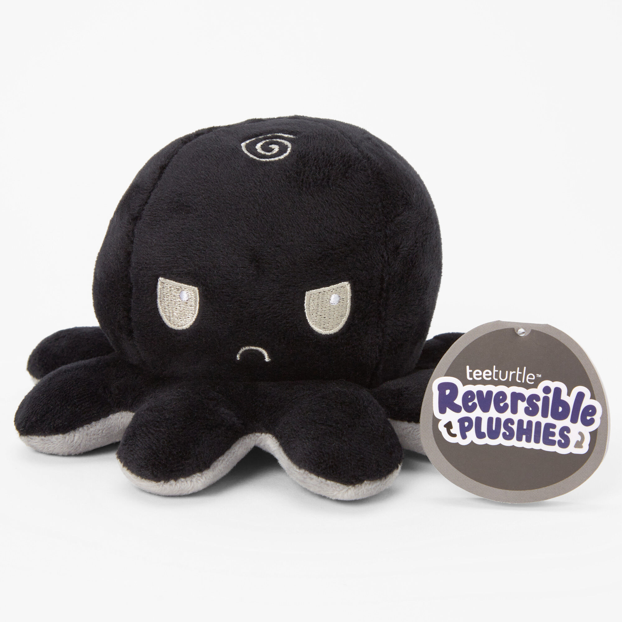 TeeTurtle™ Reversible Plushies Black & Gray Octopus,