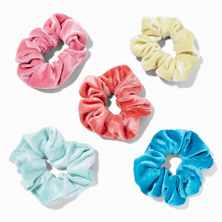 Mint Mixed Velvet Hair Scrunchies - 5 Pack,