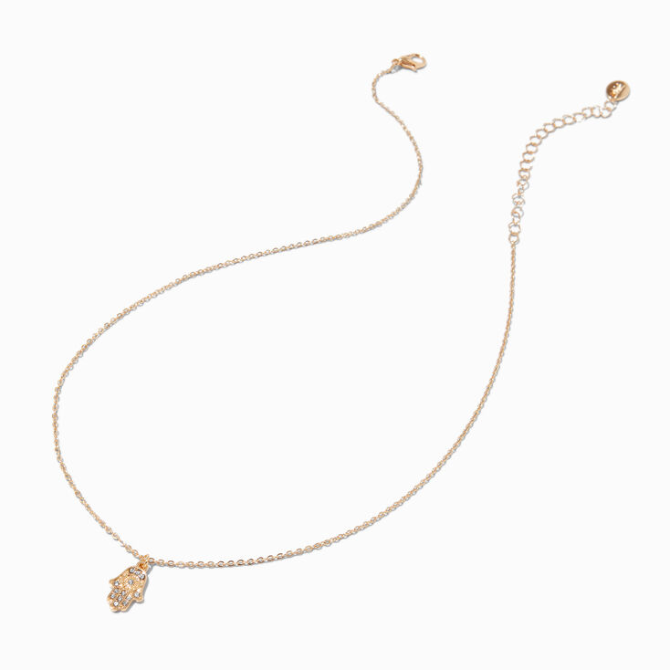 Gold-tone Pav&eacute; Hamsa Pendant Necklace ,