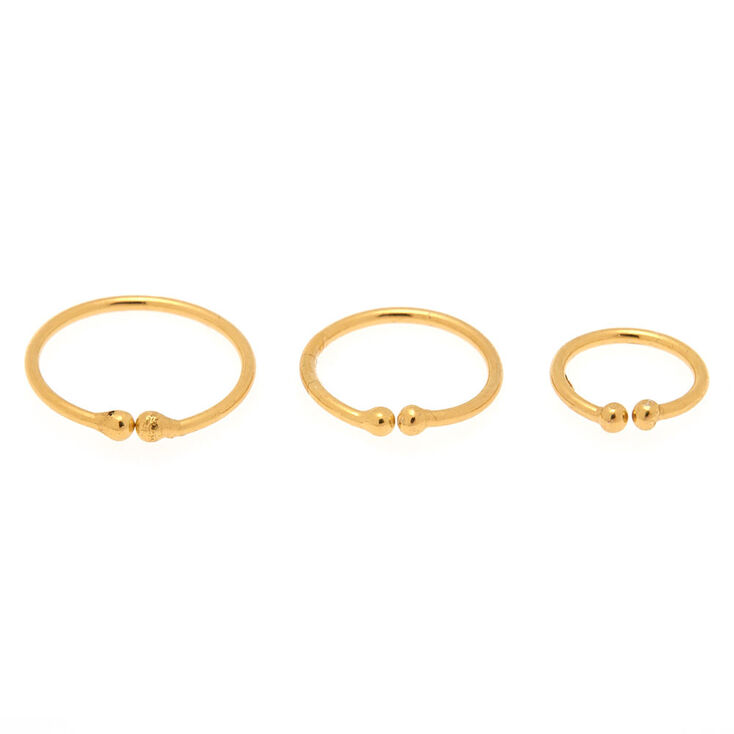 Sterling Silver Gold Faux Nose Rings - 3 Pack,