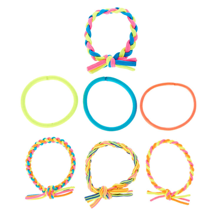 Neon Rainbow Braid Hair Ties,