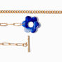 Blue Marble Bracelets &amp; Gold Rings Set - 4 Pack,