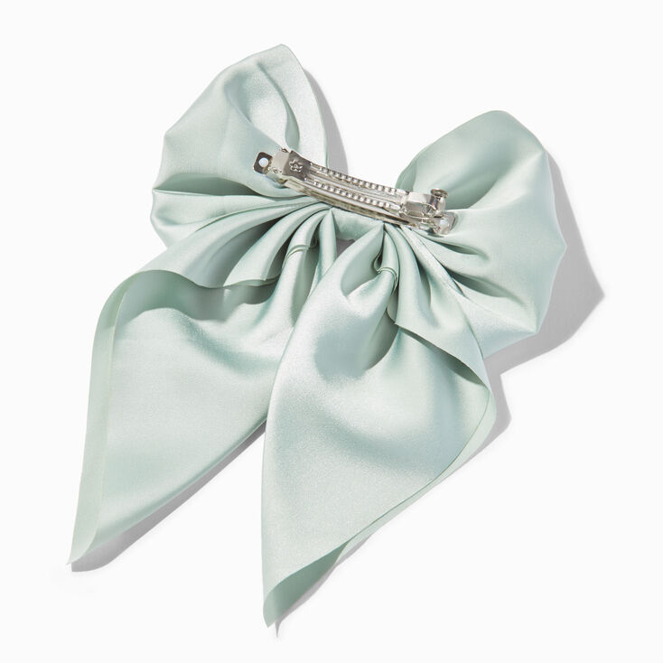 Sage Green Satin Hair Bow Clip,