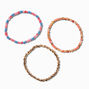 Blue &amp; Pink Beaded Stretch Bracelets - 3 Pack ,