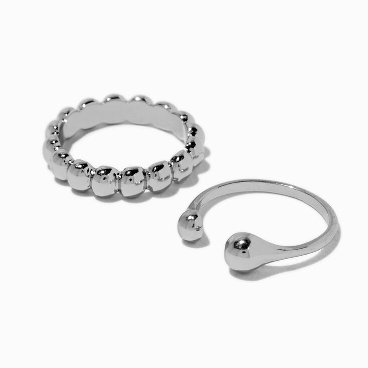 Hematite-tone Bubble Rings - 2 Pack,