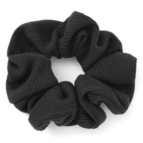 Medium Black Ribbed Hair Scrunchie,