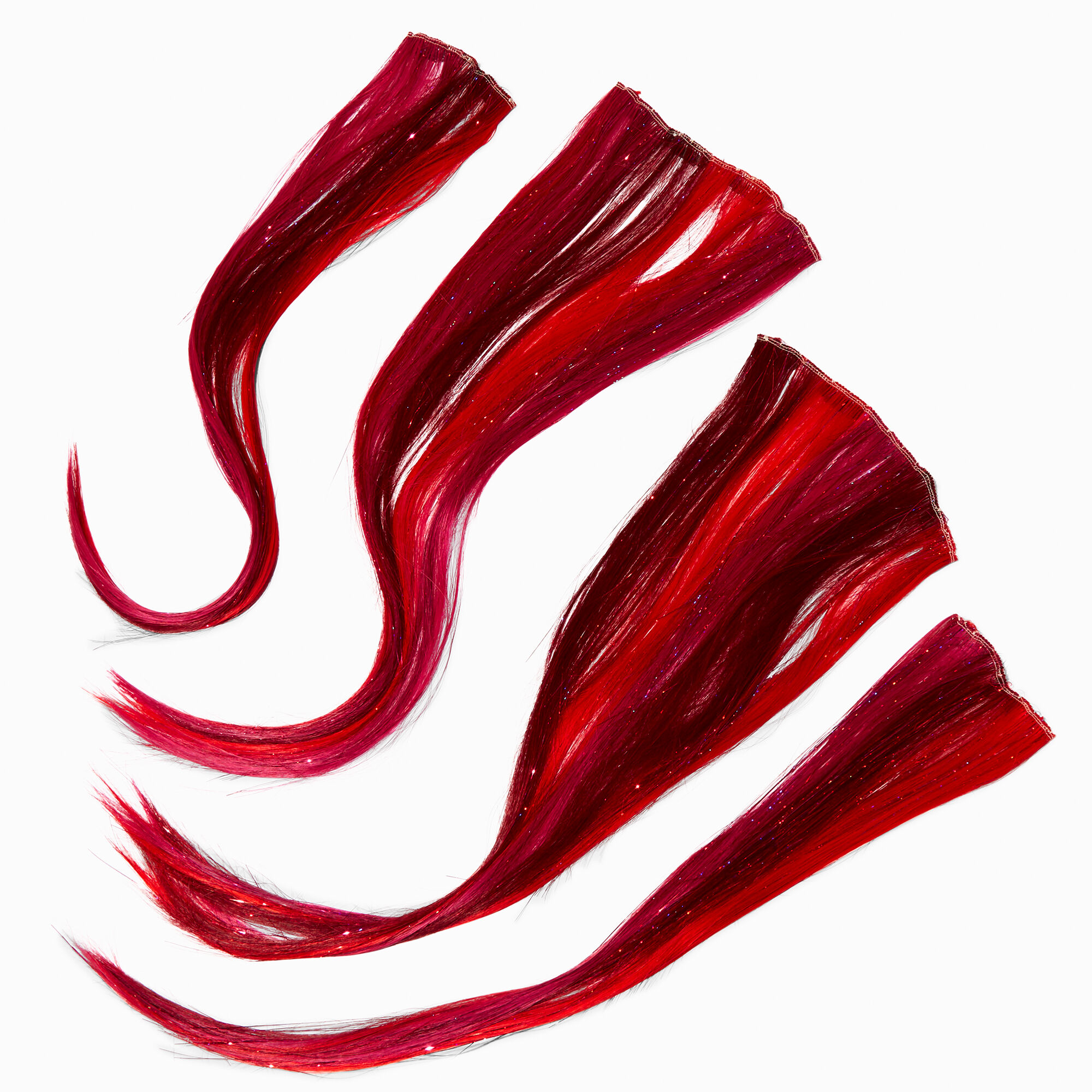 pink tinsel faux hair clip in extensions - 2 pack