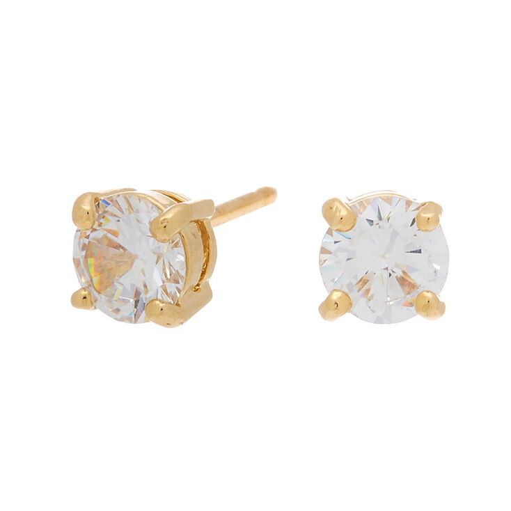 C LUXE by Claire&#39;s 18k Yellow Gold Plated Cubic Zirconia 6MM Round Stud Earrings,