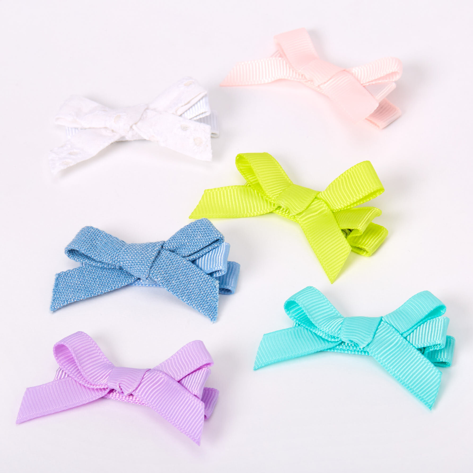 Claire's Club Preppy Hair Bow Clips - 6 Pack,