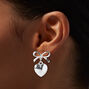 Silver-tone Bow &amp; Heart 0.5&quot; Drop Earrings,