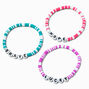 Claire&#39;s Club Jewel Tone Fimo Clay Bead Word Stretch Bracelets - 3 Pack,