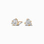C LUXE by Claire&#39;s 14k Yellow Gold Clear Cubic Zirconia Heart Stud Earrings,