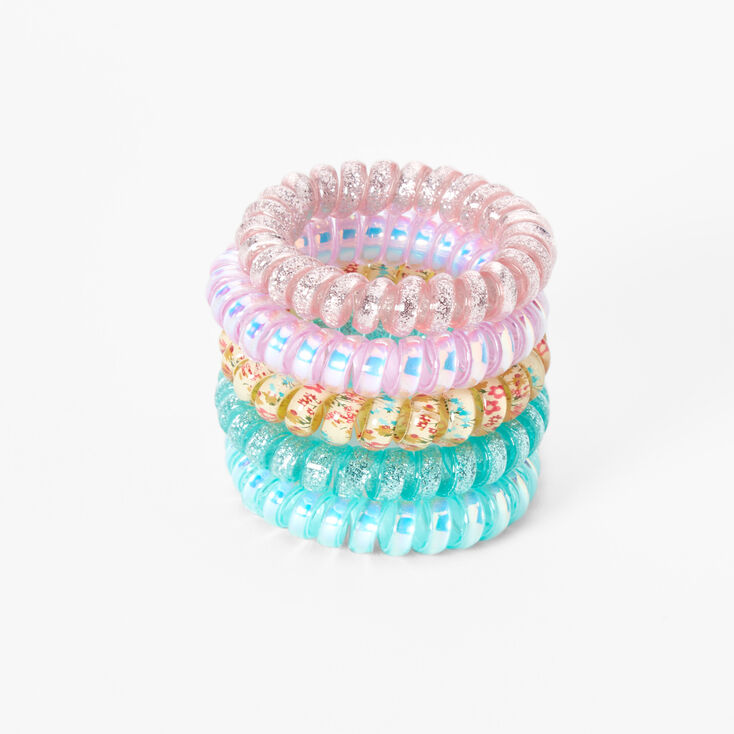 Claire&#39;s Club Floral Coil Bracelets - Blue, 5 Pack,