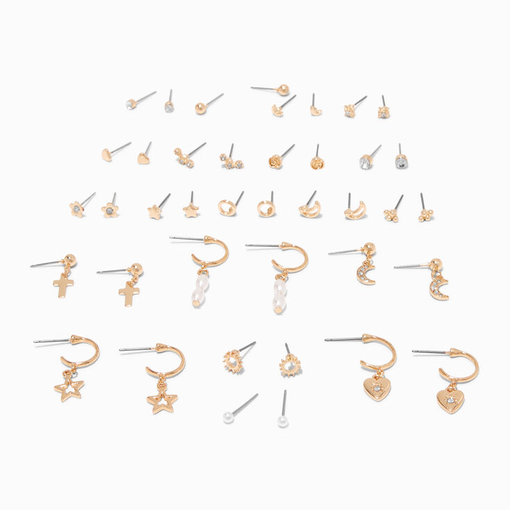 Gold Celestial Earrings Set - 20 Pack,