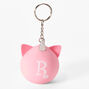 Initial Unicorn Stress Ball Keychain - Pink, R,