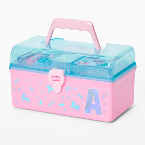 Pink Initial Makeup Box - A,
