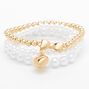 Claire&#39;s Club Gold Pearl Heart Stretch Bracelets - 3 Pack,