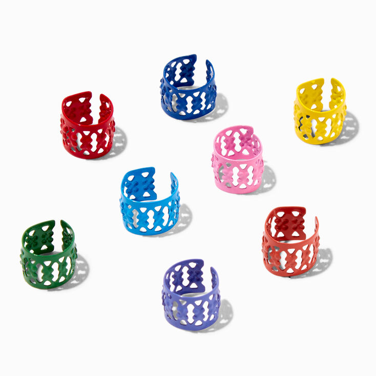 Rainbow Solid Hair Cuffs- 8 Pack,