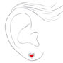 Sterling Silver Embellished Red Heart Stud Earrings,