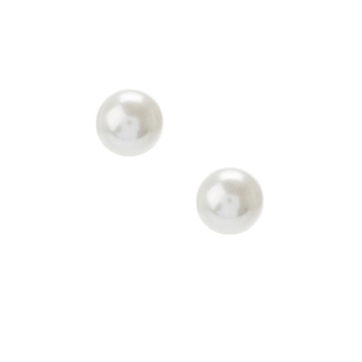 White Pearl 12MM Stud Earrings,
