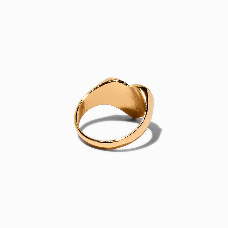 Gold-tone Scalloped Puffy Heart Ring ,