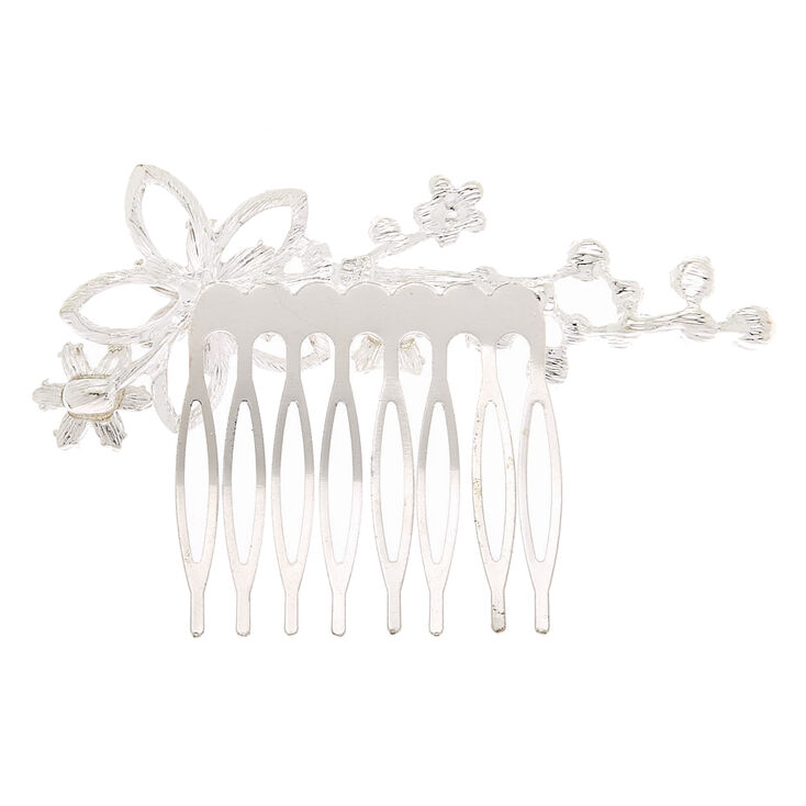 Silver Frosted Flower Hair Comb,