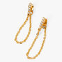 18ct Gold Crystal Bar Chain Stud Earrings,