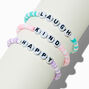 Claire&#39;s Club Pastel Fimo Clay Beaded Word Stretch Bracelets - 3 Pack,