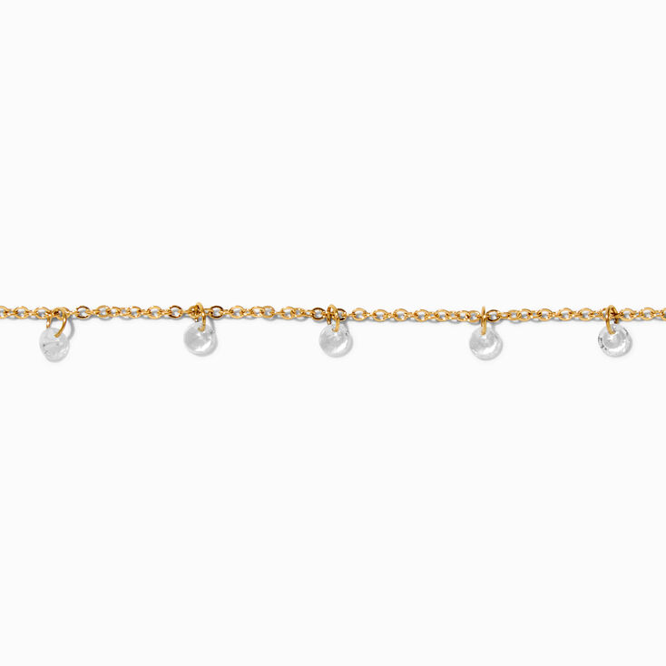 Gold-tone Stainless Steel Cubic Zirconia Confetti Chain Bracelet,