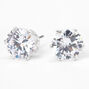 Silver Cubic Zirconia 10mm Round Stud Earrings,