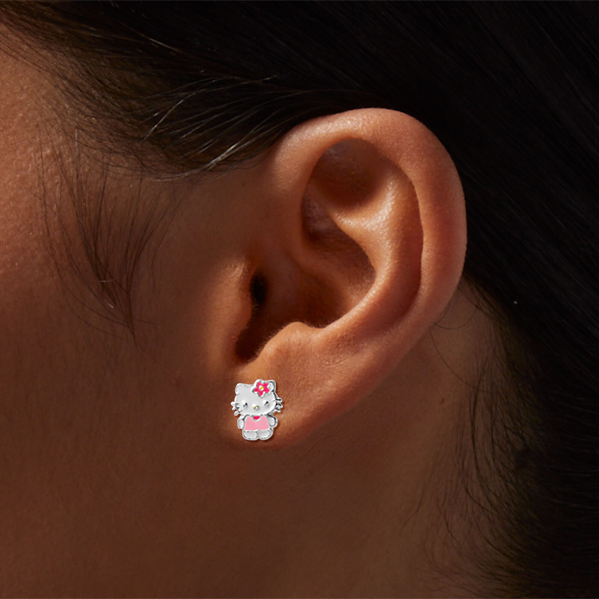 Sterling Silver Hello Kitty® and Friends Enamel Stud Earrings,