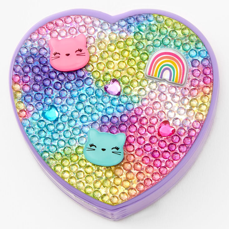 Rainbow Kitty Compact Heart Bling Lip Gloss Set,