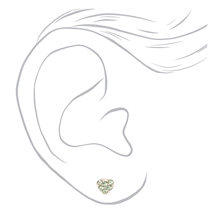 Silver Pastel Heart Magnetic Stud Earrings - 6 Pack,