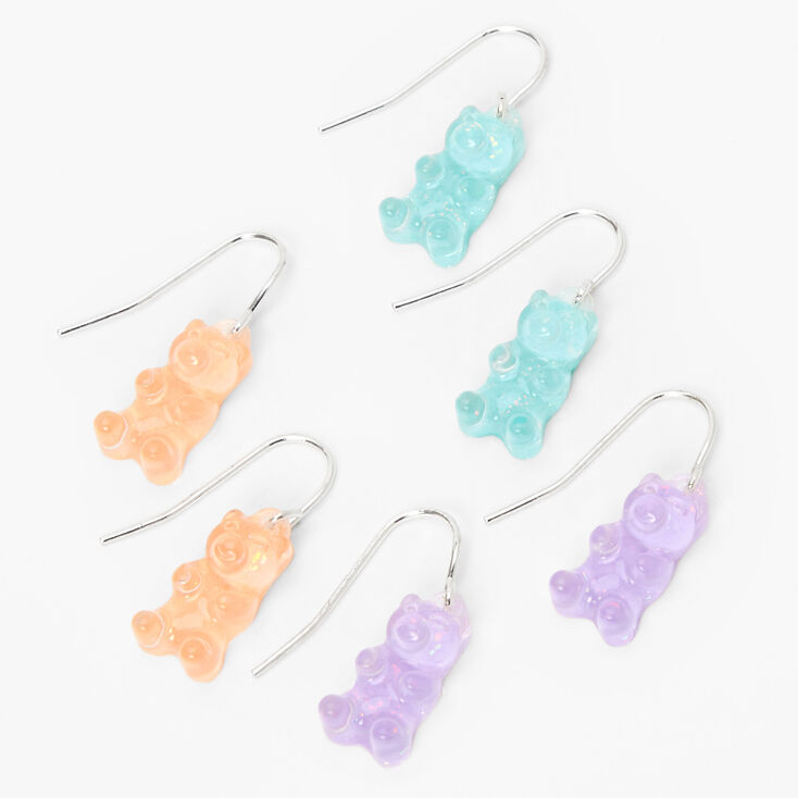 Glow In The Dark Pastel Gummy Bears&reg; 1&quot; Drop Earrings - 3 Pack,
