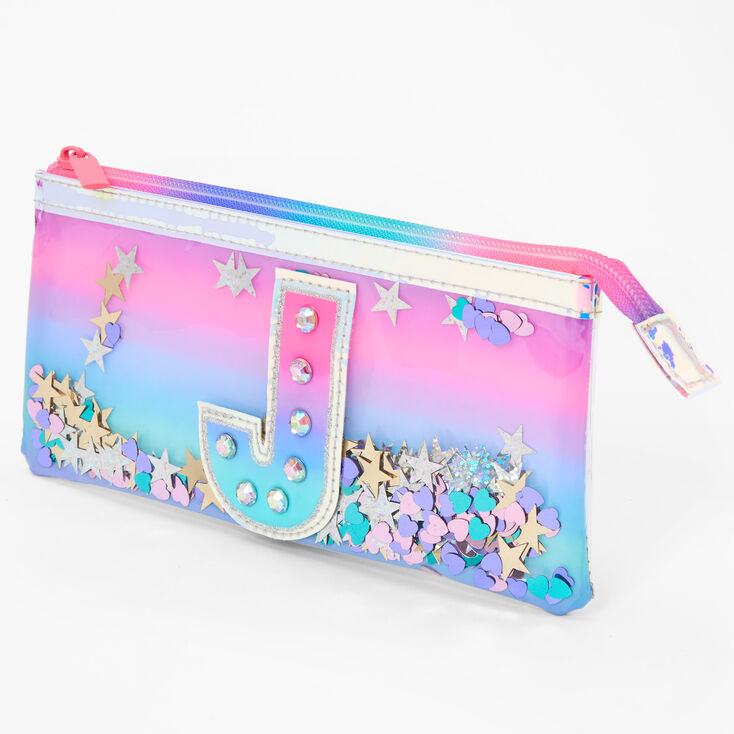 Ombre Sequin Initial Pencil Case - J,