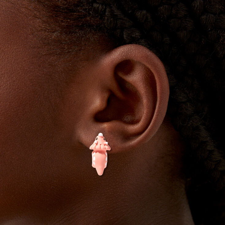 Pink Triceratops Bite Stud Earrings,