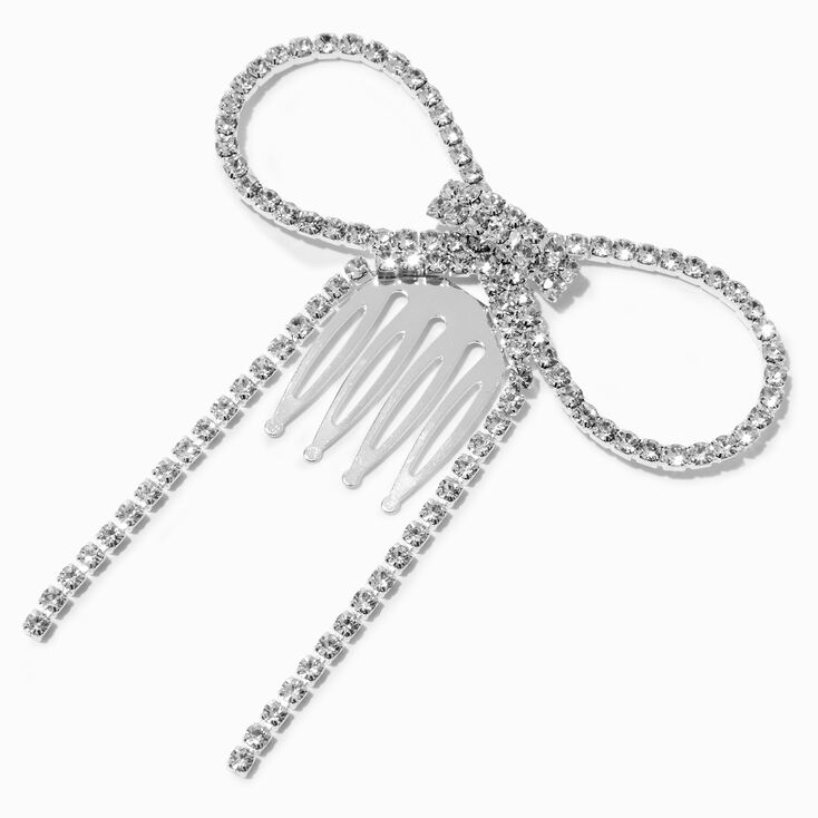 Silver-tone Rhinestone Bow Hair Comb ,