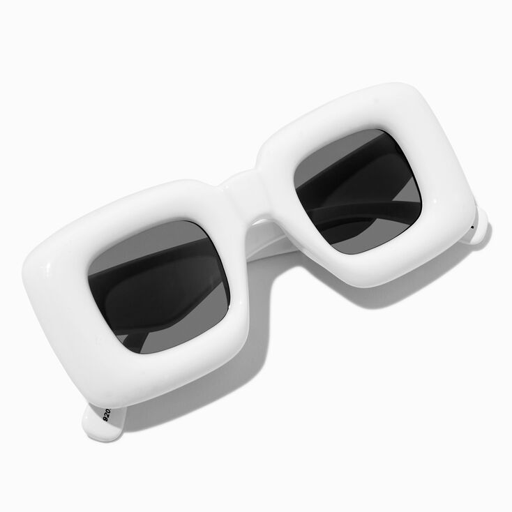 White Puffy Rectangle Sunglasses,