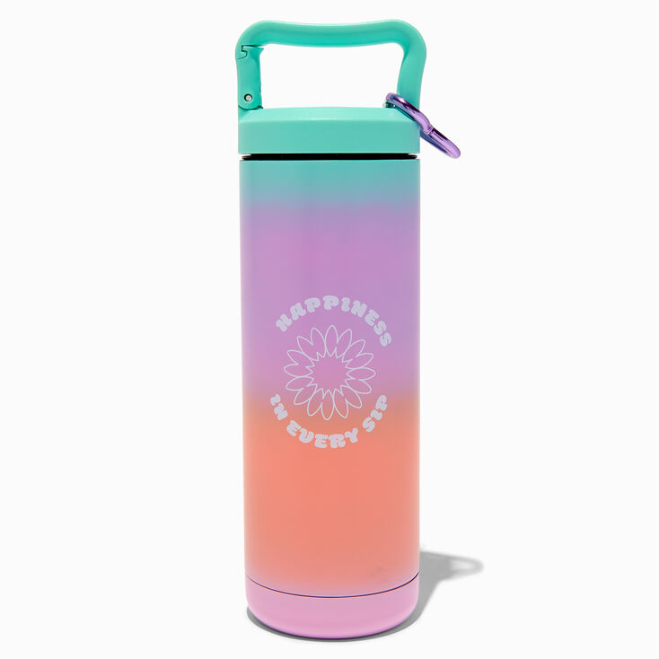 &quot;Happiness In Every Sip&quot; Ombre Stainless Steel Water Bottle,