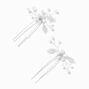 White Pearl Leaf Spray Hair Pins - 2 Pack,