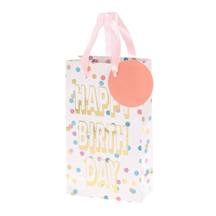 Pastel Polka Dot Happy Birthday Small Gift Bag,
