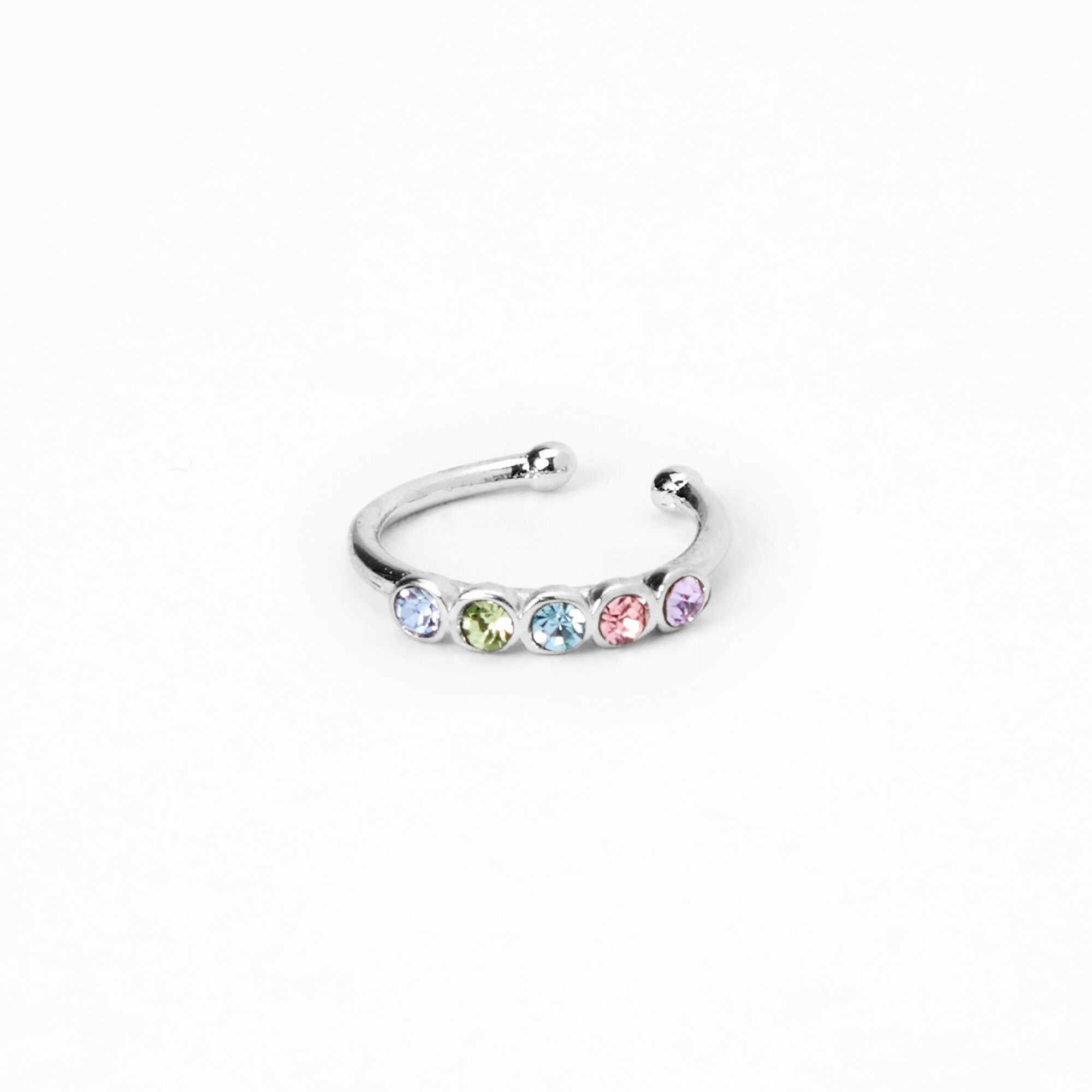 Pastel Crystals Faux Septum Nose Ring,