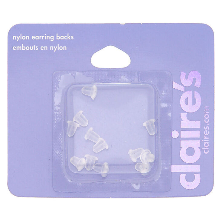 Clear Nylon Earring Back Replacements - 12 Pack,