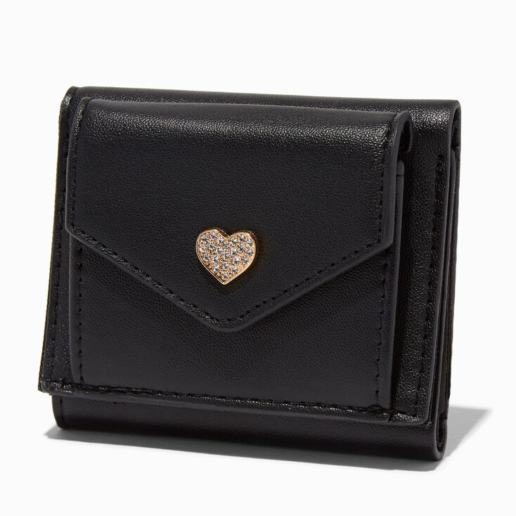 Heart Black Trifold Wallet,